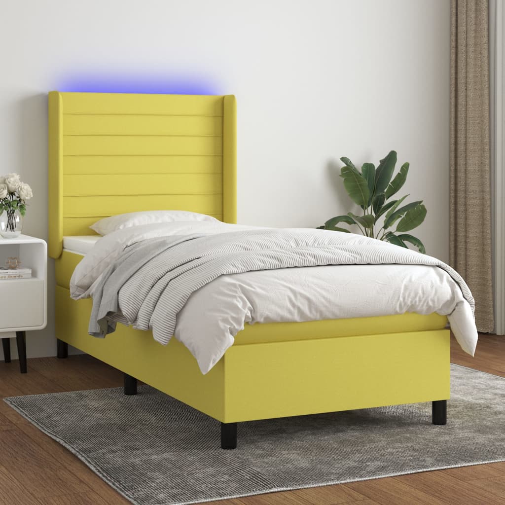 Boxspringbett Mit Matratze & Led Stoff Grün