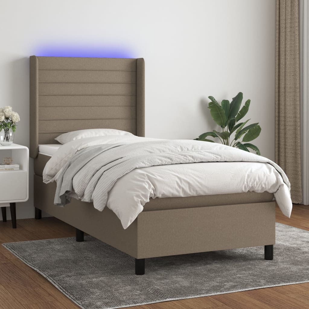 Boxspringbett Mit Matratze & Led Stoff Taupe