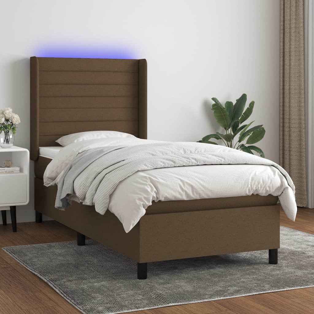 Boxspringbett Mit Matratze & Led Stoff Dunkelbraun