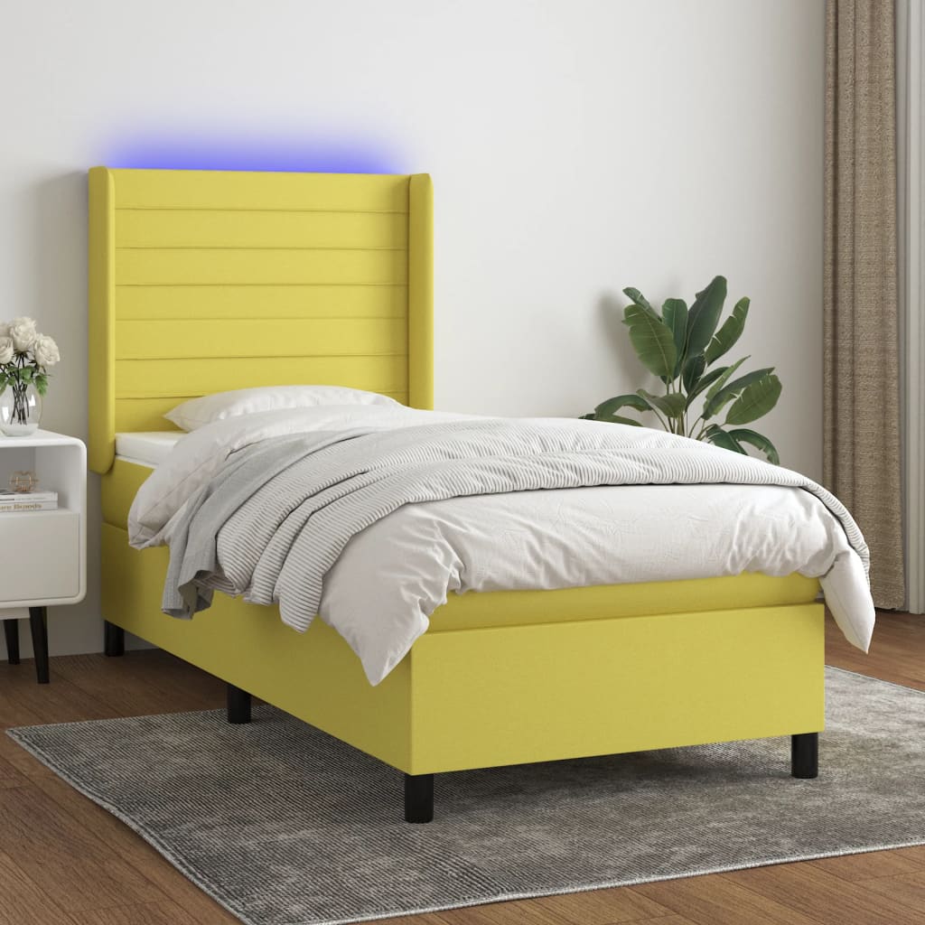 Boxspringbett Mit Matratze & Led Stoff Grün