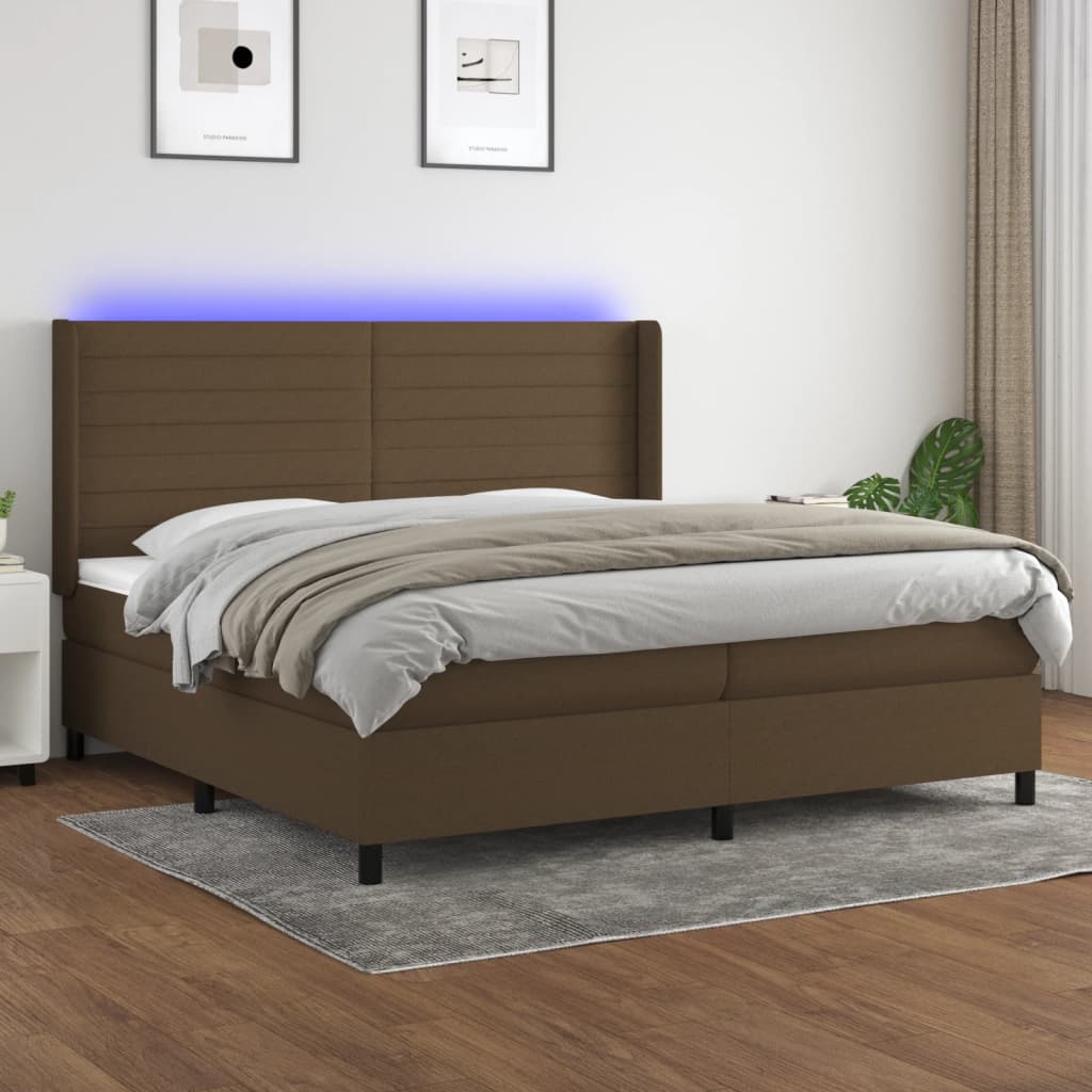Boxspringbett Mit Matratze & Led Stoff Dunkelbraun