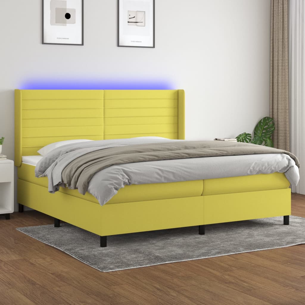 Boxspringbett Mit Matratze & Led Stoff Grün
