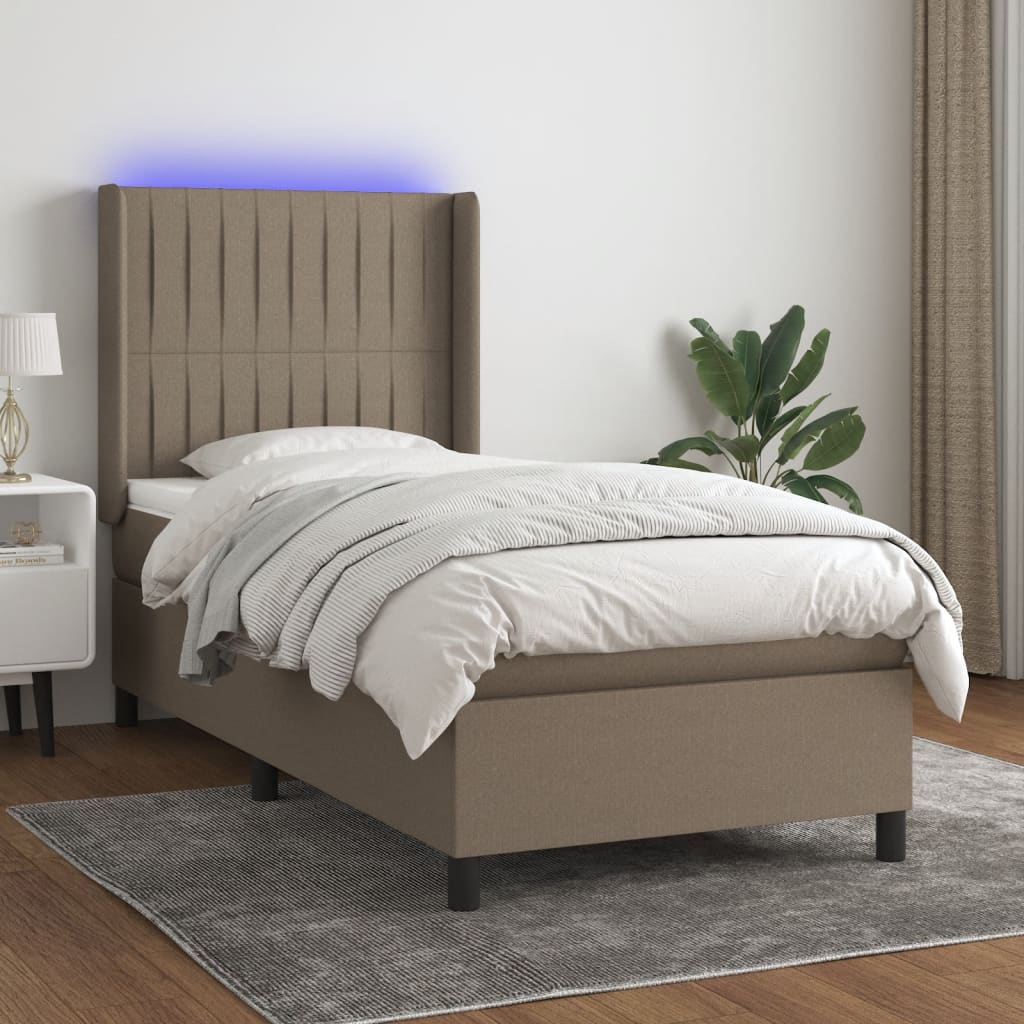 Boxspringbett Mit Matratze & Led Stoff Taupe