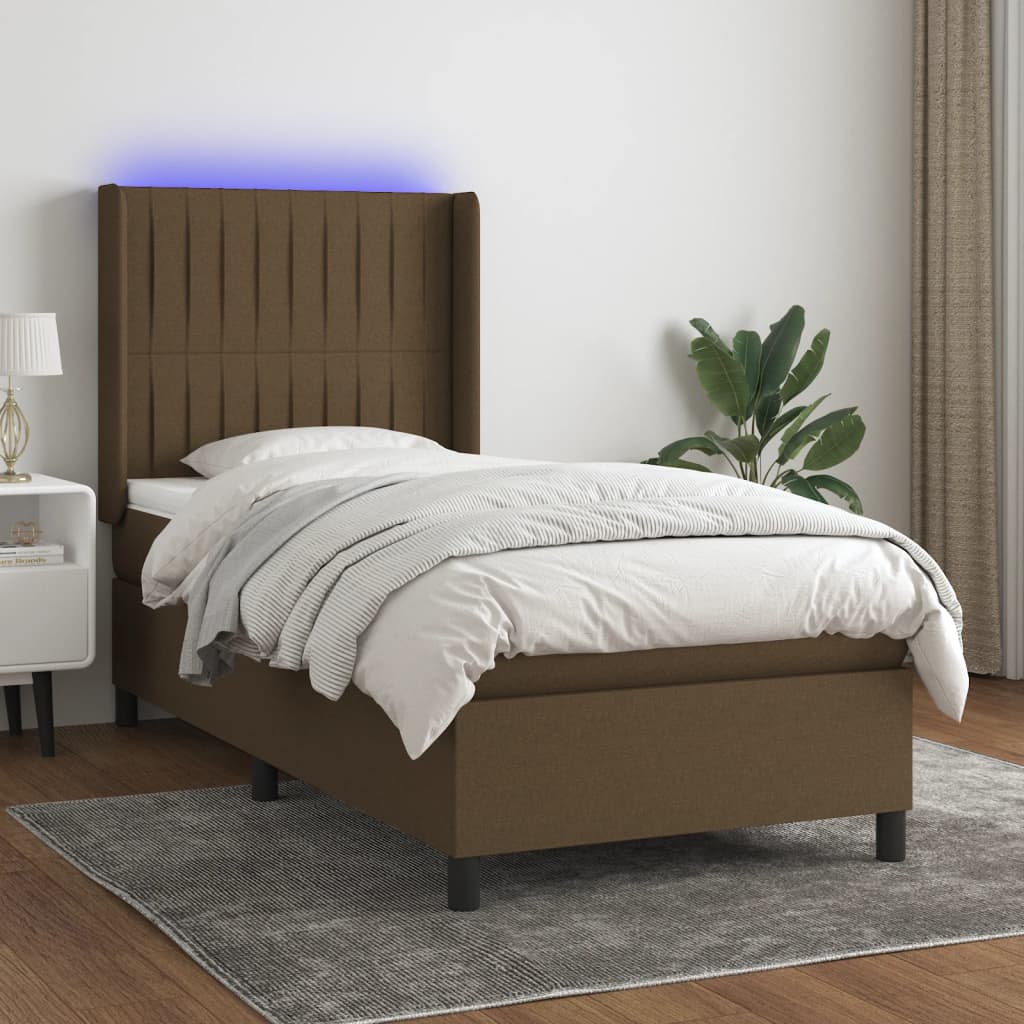 Boxspringbett Mit Matratze & Led Stoff Dunkelbraun