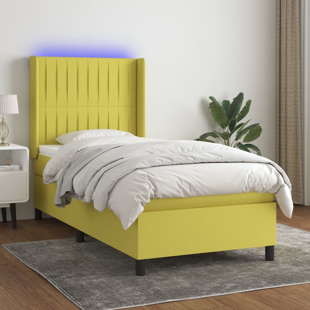 Boxspringbett Mit Matratze & Led Stoff Grün