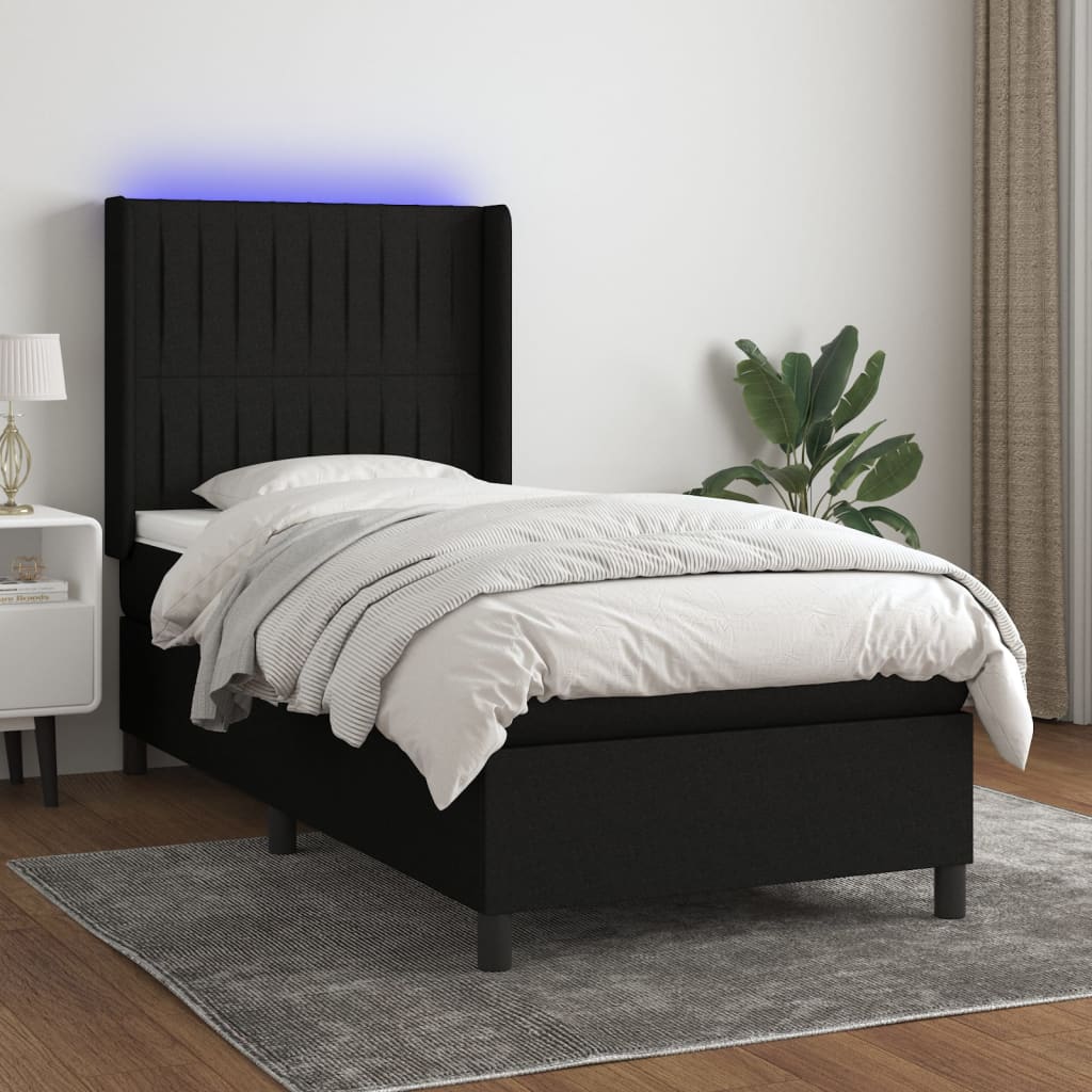Boxspringbett Mit Matratze & Led Stoff Schwarz