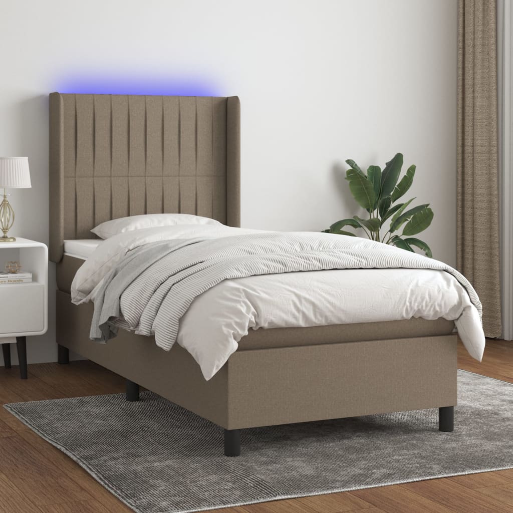 Boxspringbett Mit Matratze & Led Stoff Taupe