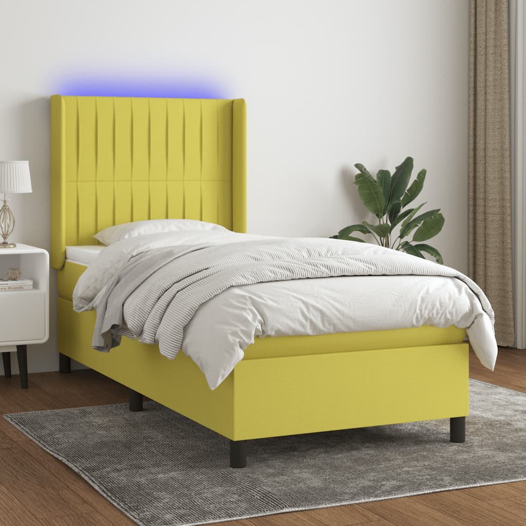 Boxspringbett Mit Matratze & Led Stoff Grün