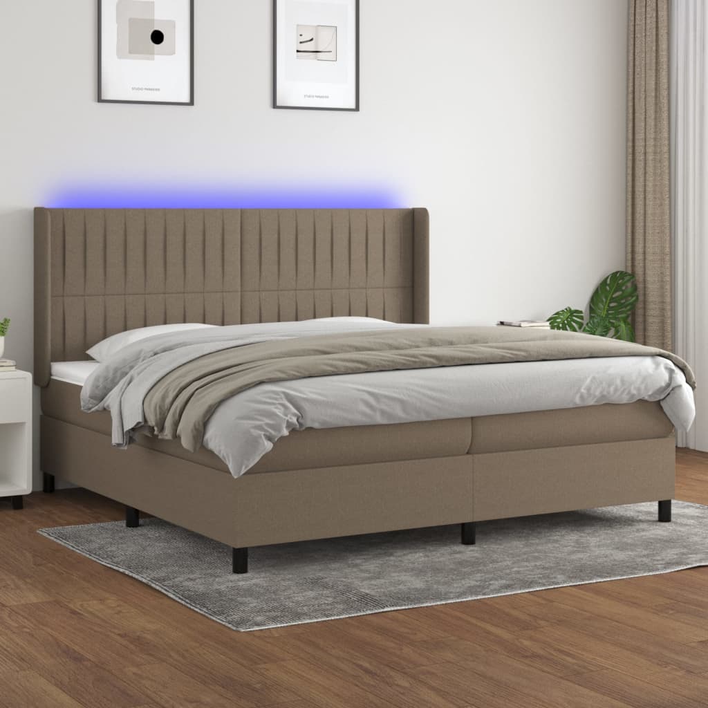 Boxspringbett Mit Matratze & Led Stoff Taupe