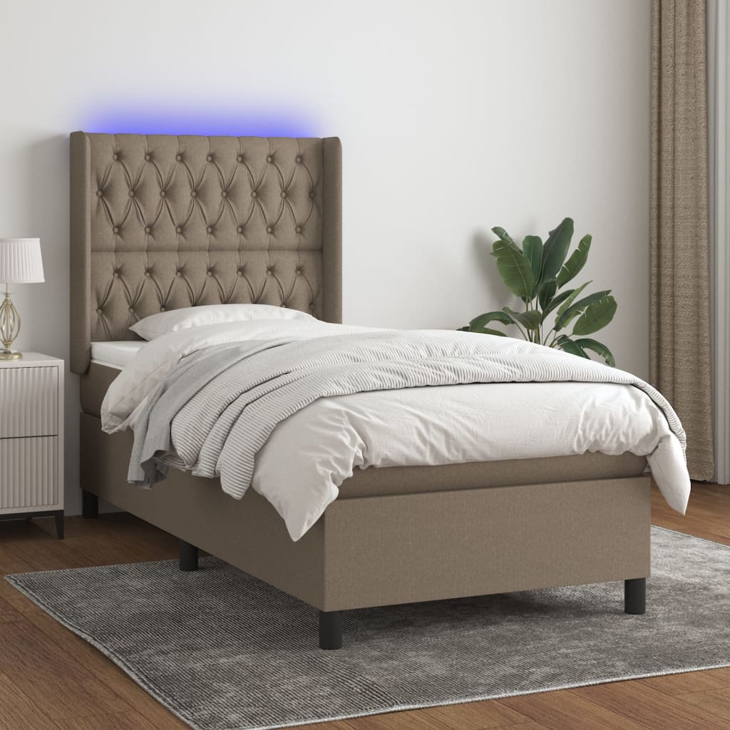 Boxspringbett Mit Matratze & Led Stoff Taupe
