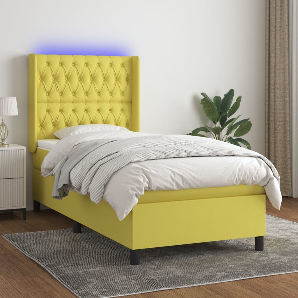 Boxspringbett Mit Matratze & Led Stoff Grün
