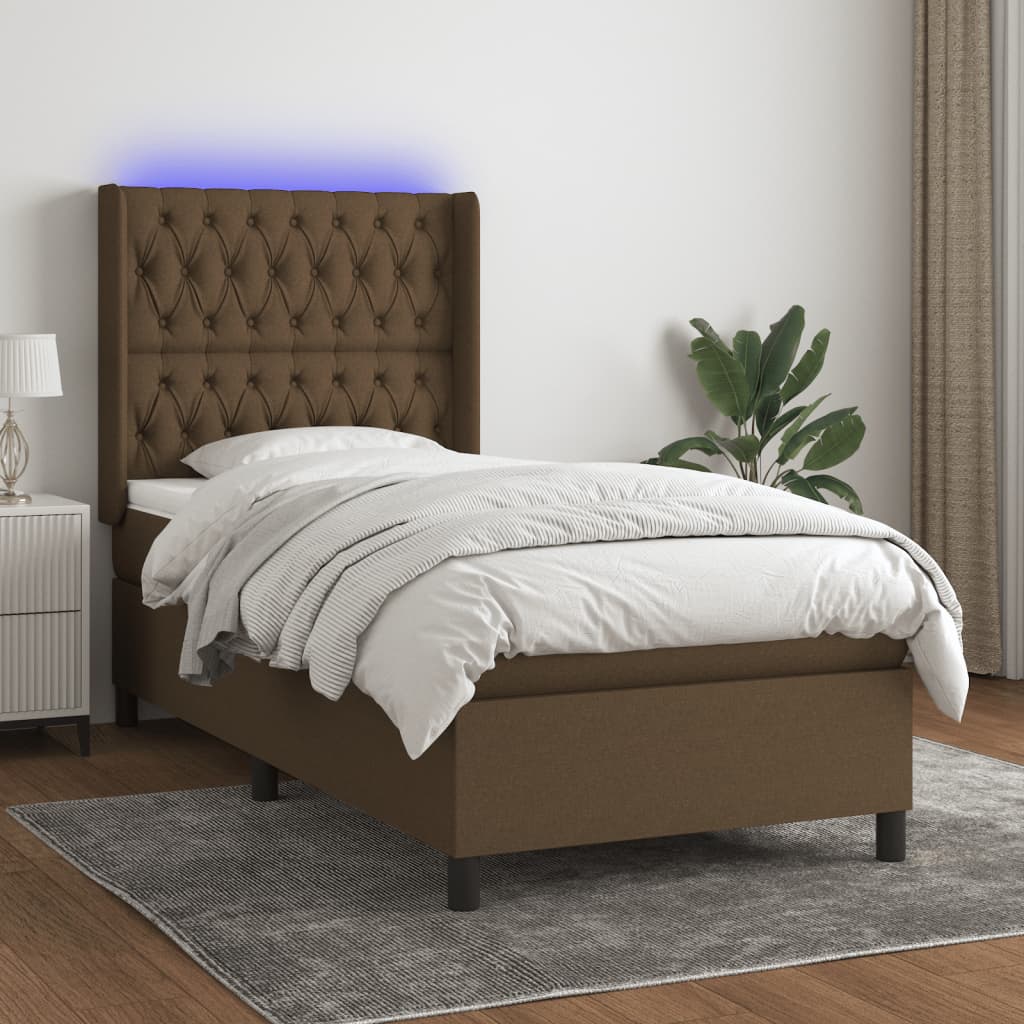 Boxspringbett Mit Matratze & Led Stoff Dunkelbraun