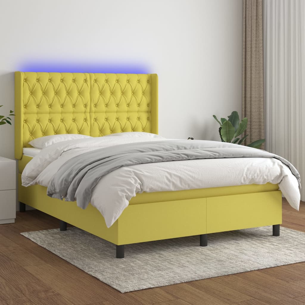 Boxspringbett Mit Matratze & Led Stoff Grün
