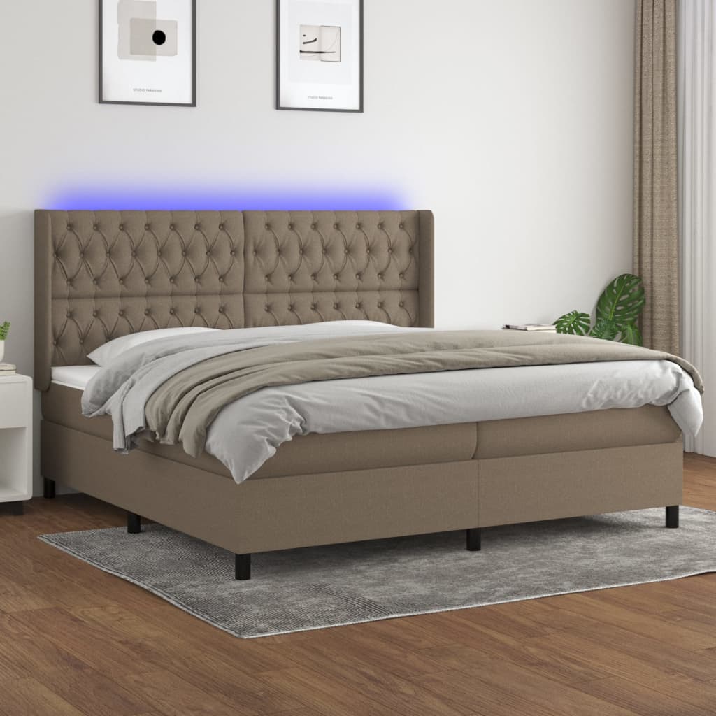 Boxspringbett Mit Matratze & Led Stoff Taupe