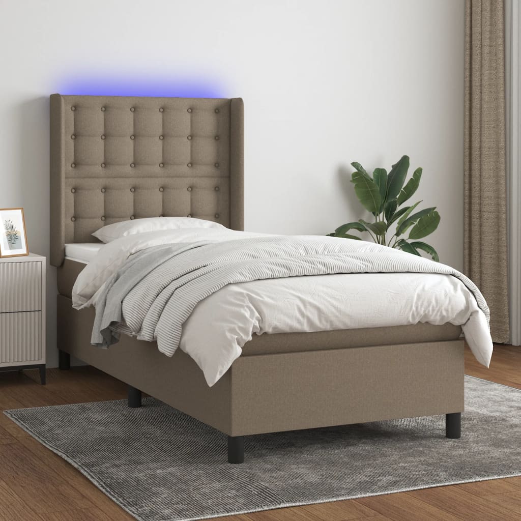 Boxspringbett Mit Matratze & Led Stoff Taupe