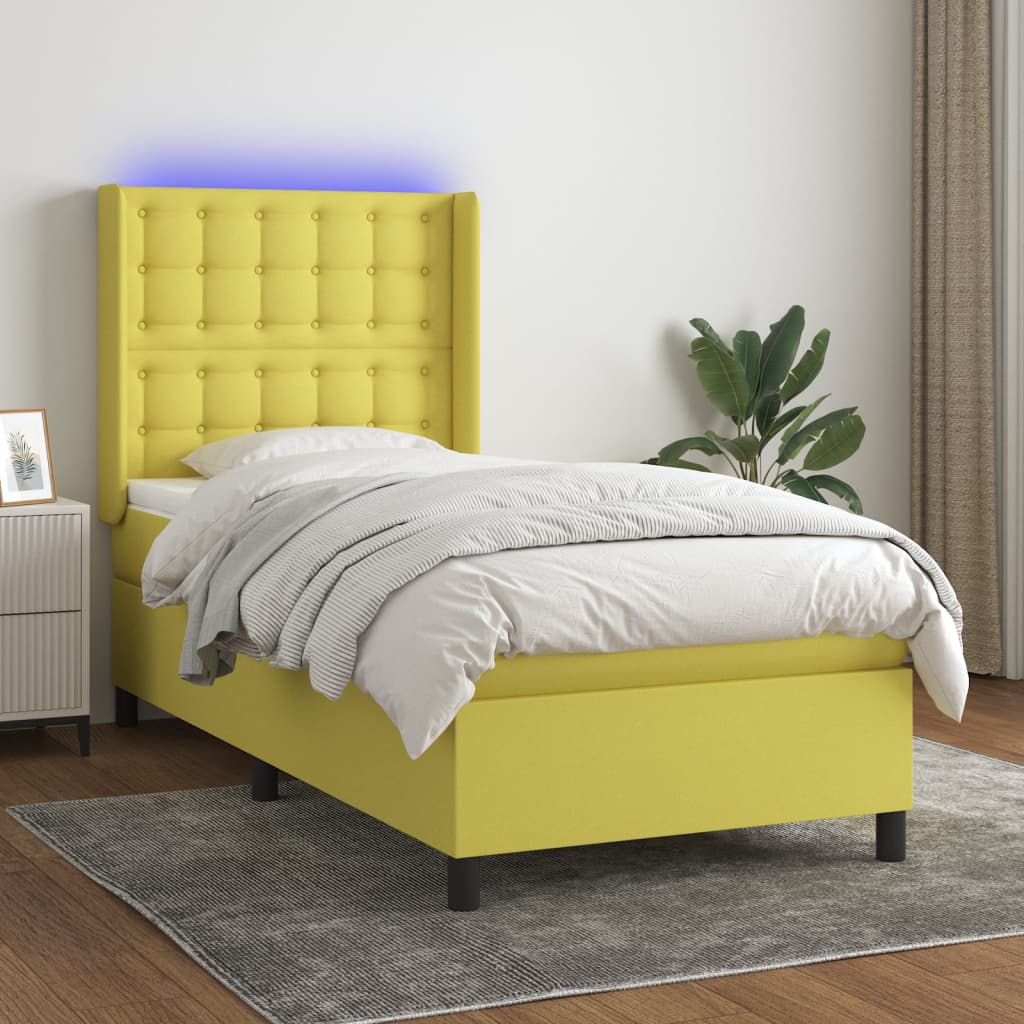 Boxspringbett Mit Matratze & Led Stoff Grün