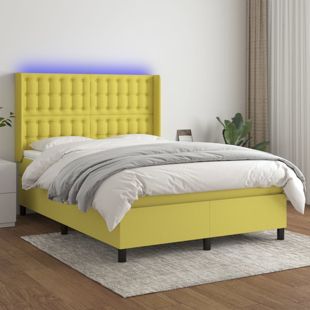 Boxspringbett Mit Matratze & Led Stoff Grün