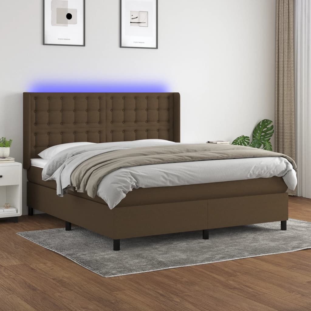 Boxspringbett Mit Matratze & Led Stoff Dunkelbraun