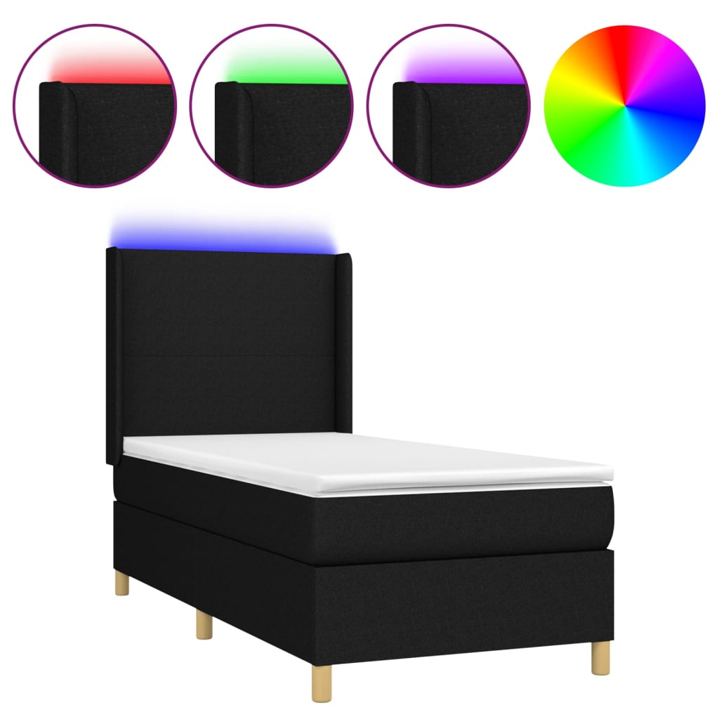 Boxspringbett Mit Matratze & Led Stoff Schwarz