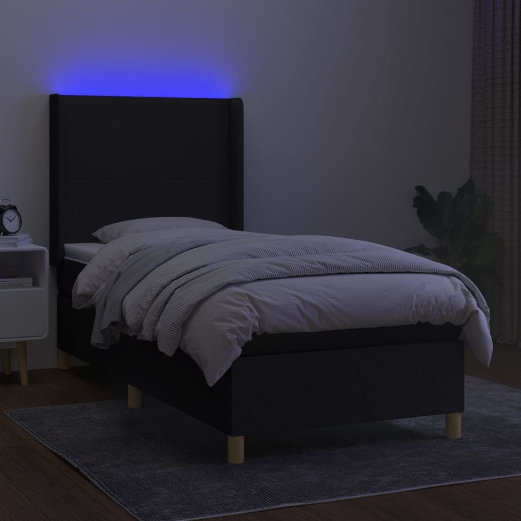 Boxspringbett Mit Matratze & Led Stoff Schwarz