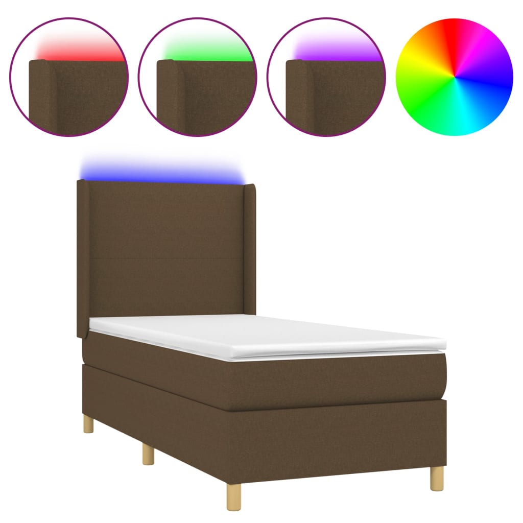 Boxspringbett Mit Matratze & Led Stoff Dunkelbraun