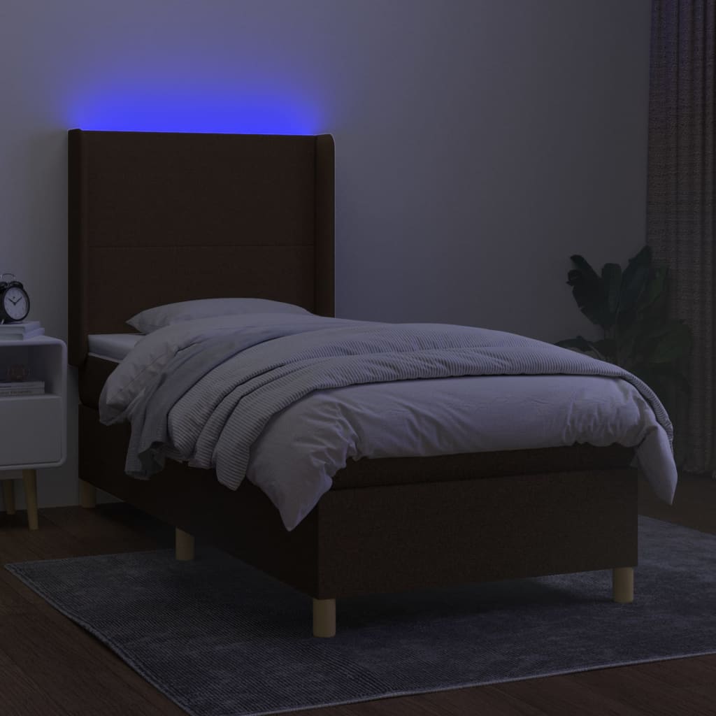Boxspringbett Mit Matratze & Led Stoff Dunkelbraun
