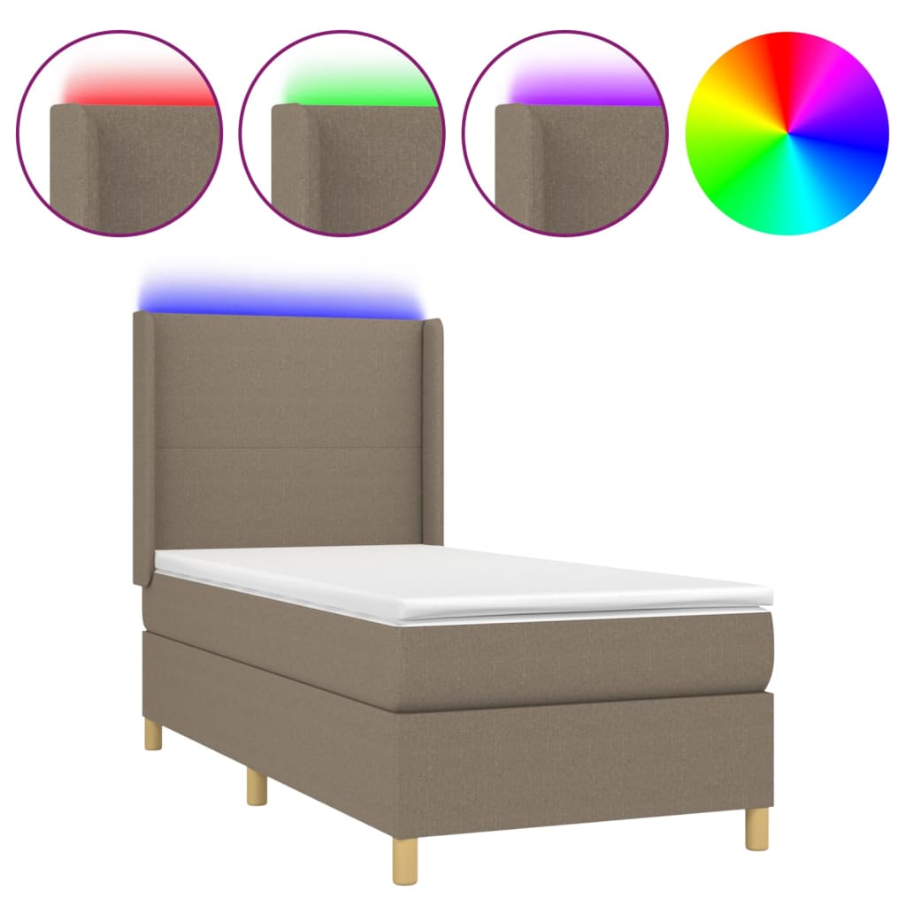 Boxspringbett Mit Matratze & Led Stoff Taupe