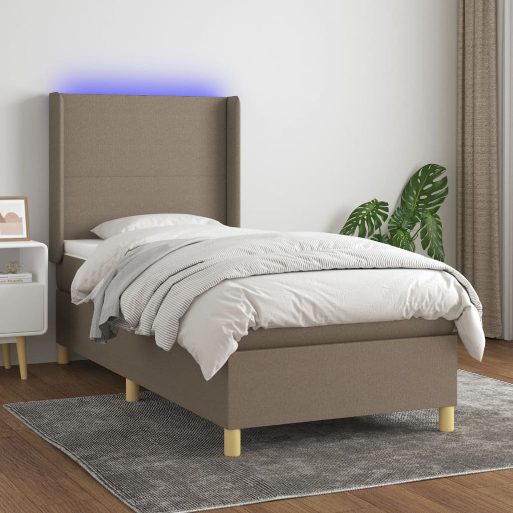 Boxspringbett Mit Matratze & Led Stoff Taupe
