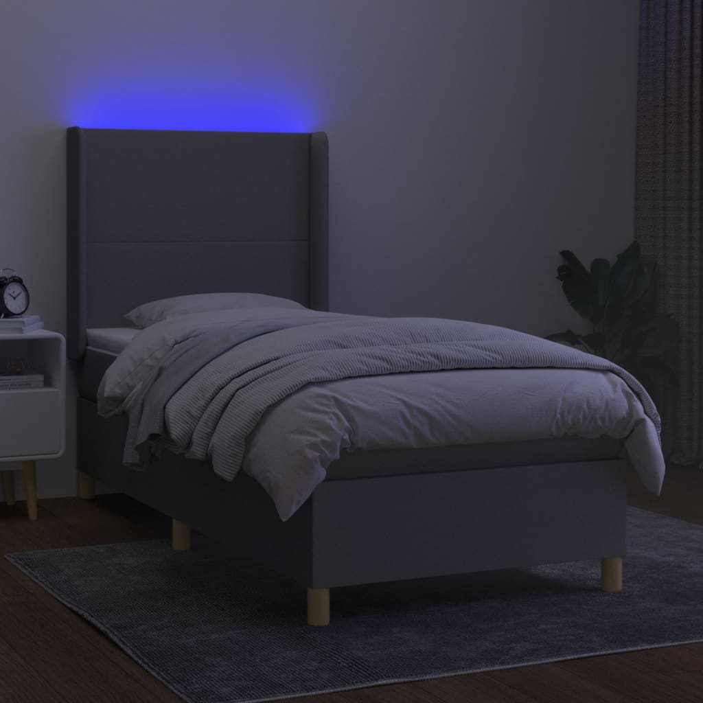 Boxspringbett Mit Matratze & Led Stoff Hellgrau