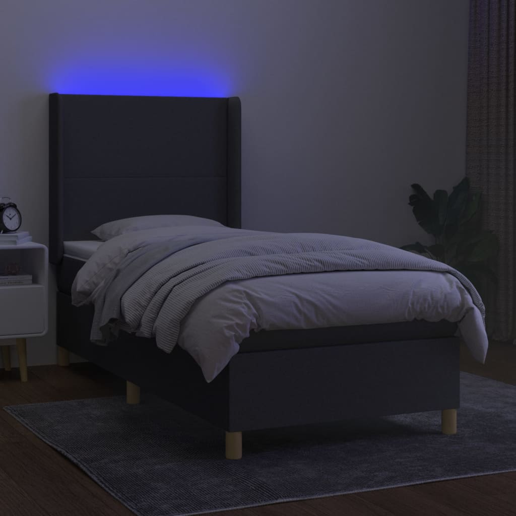 Boxspringbett Mit Matratze & Led Stoff Dunkelgrau