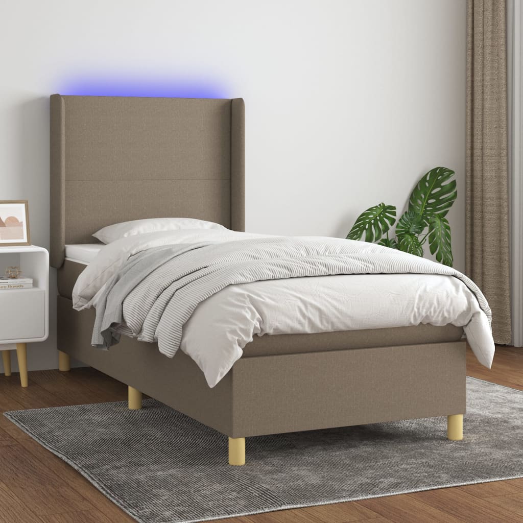 Boxspringbett Mit Matratze & Led Stoff Taupe