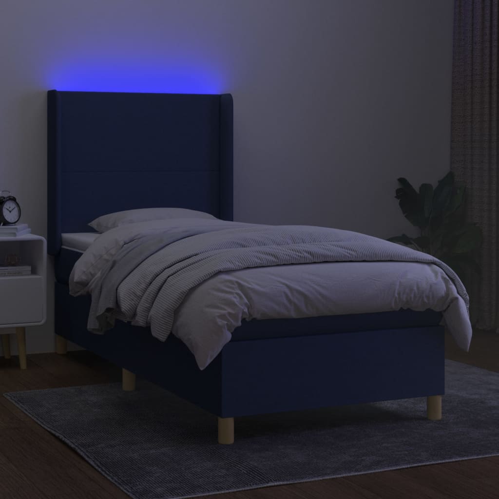 Boxspringbett Mit Matratze & Led Stoff Blau
