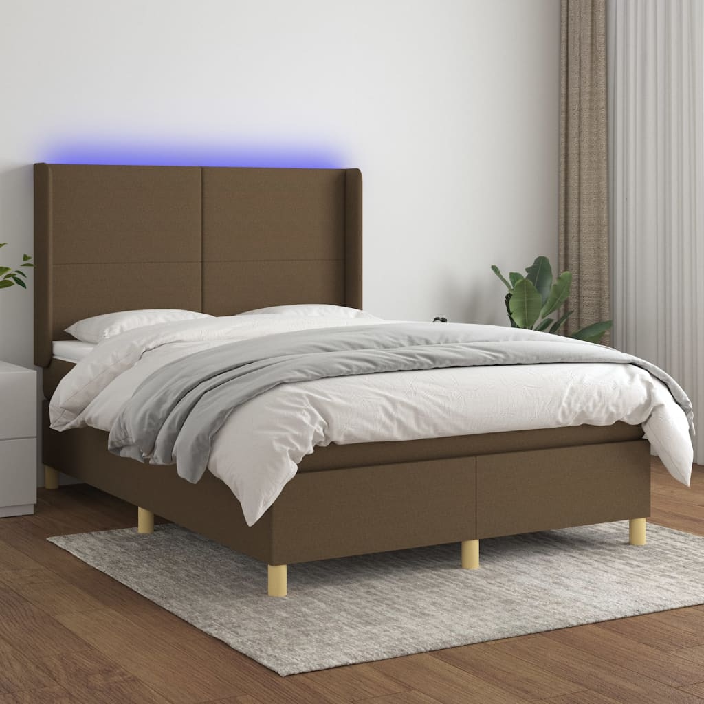 Boxspringbett Mit Matratze & Led Stoff Dunkelbraun