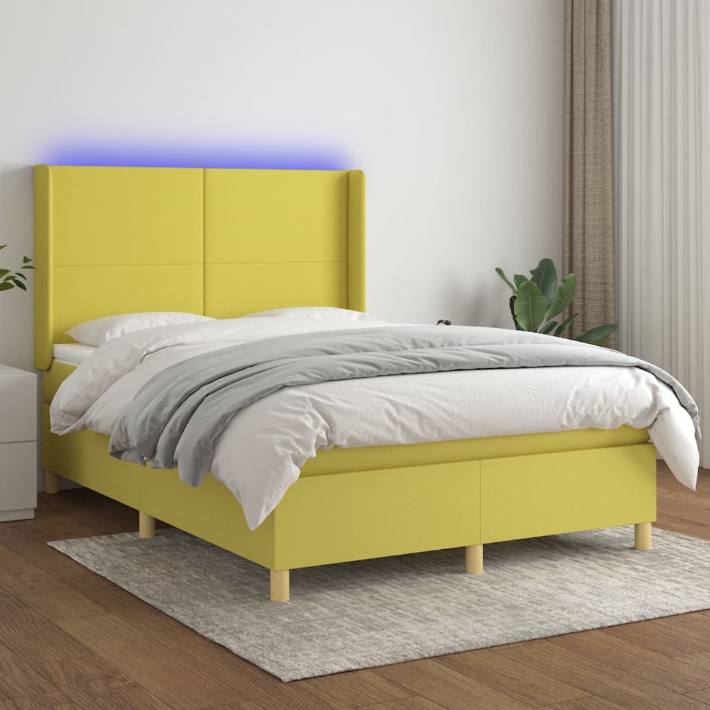Boxspringbett Mit Matratze & Led Stoff Grün