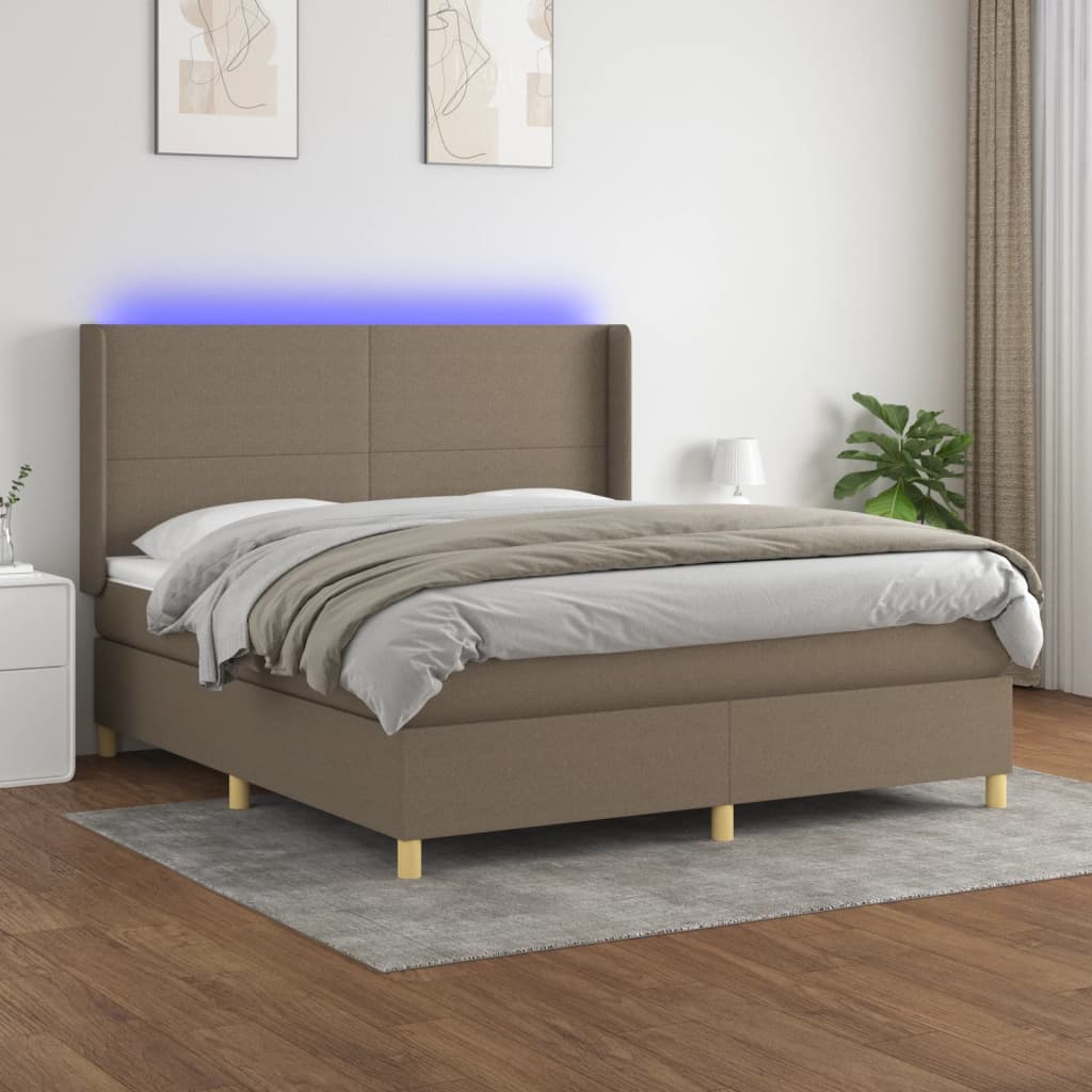Boxspringbett Mit Matratze & Led Stoff Taupe
