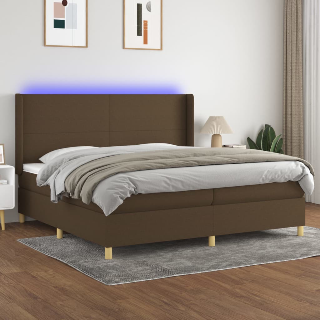 Boxspringbett Mit Matratze & Led Stoff Dunkelbraun