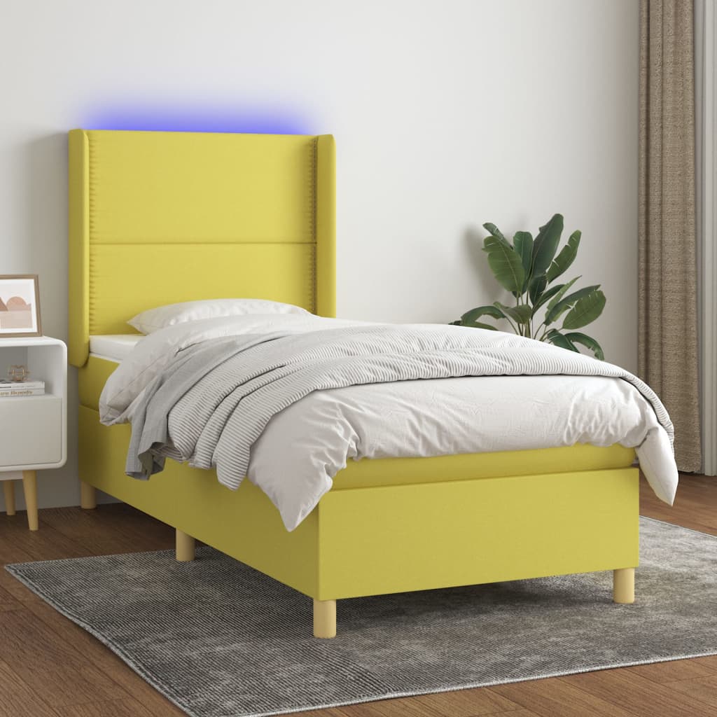 Boxspringbett Mit Matratze & Led Stoff Grün