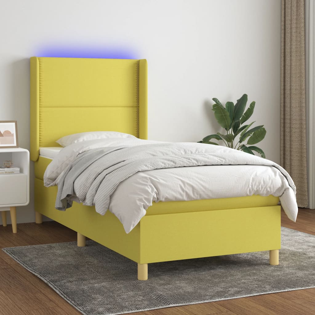 Boxspringbett Mit Matratze & Led Stoff Grün