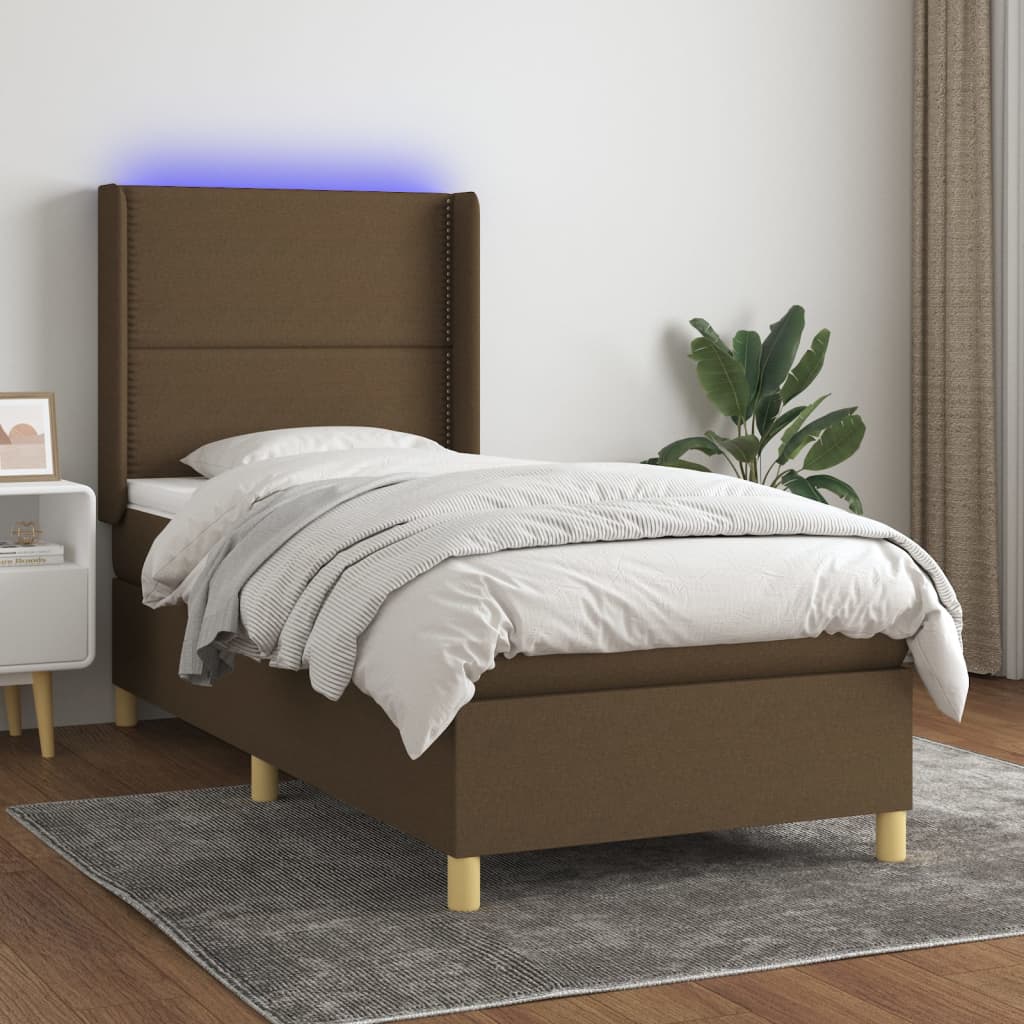 Boxspringbett Mit Matratze & Led Stoff Taupe