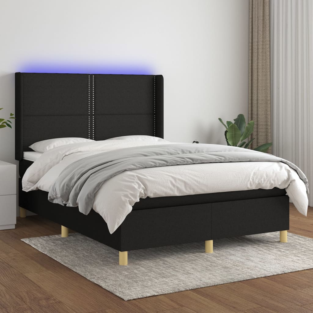 Boxspringbett Mit Matratze & Led Stoff Schwarz
