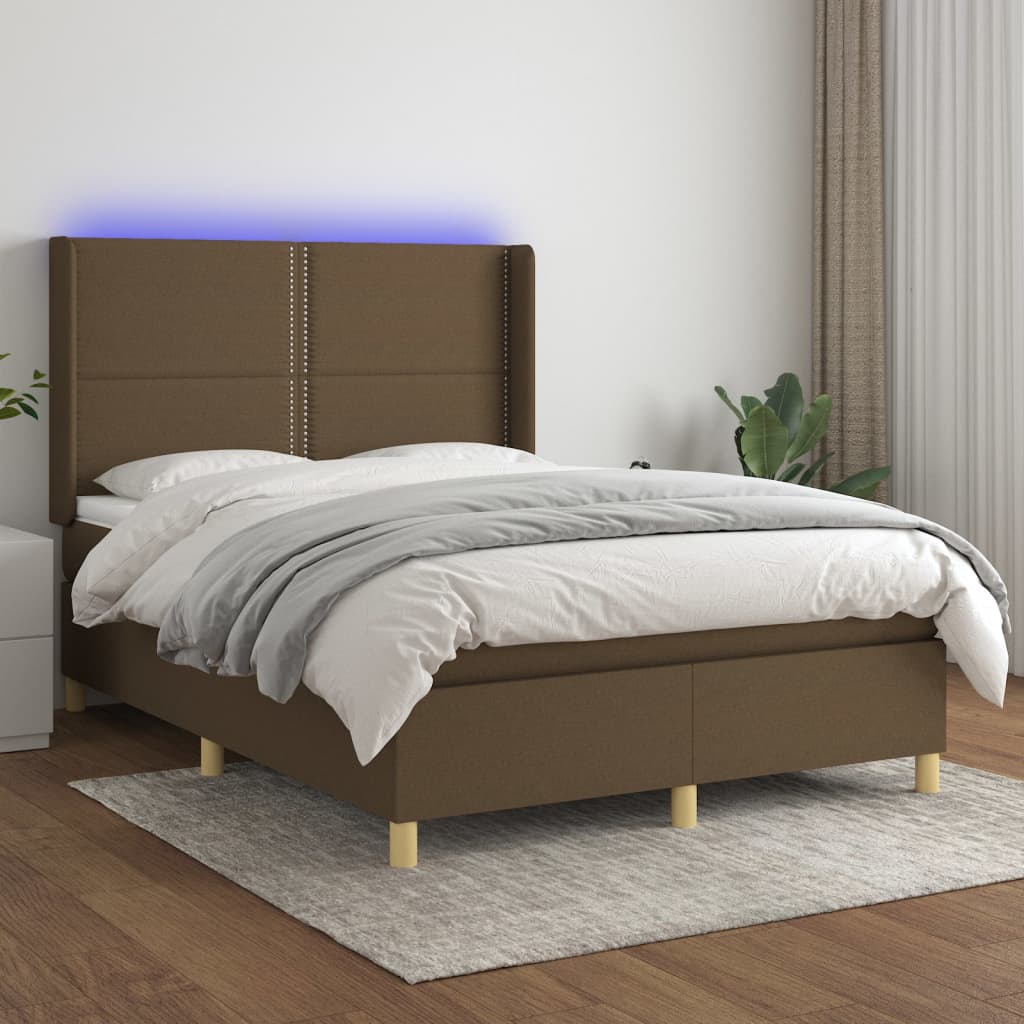 Boxspringbett Mit Matratze & Led Stoff Dunkelbraun