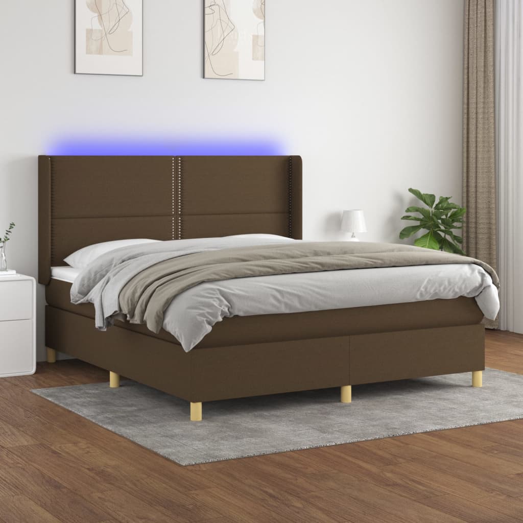 Boxspringbett Mit Matratze & Led Stoff Dunkelbraun