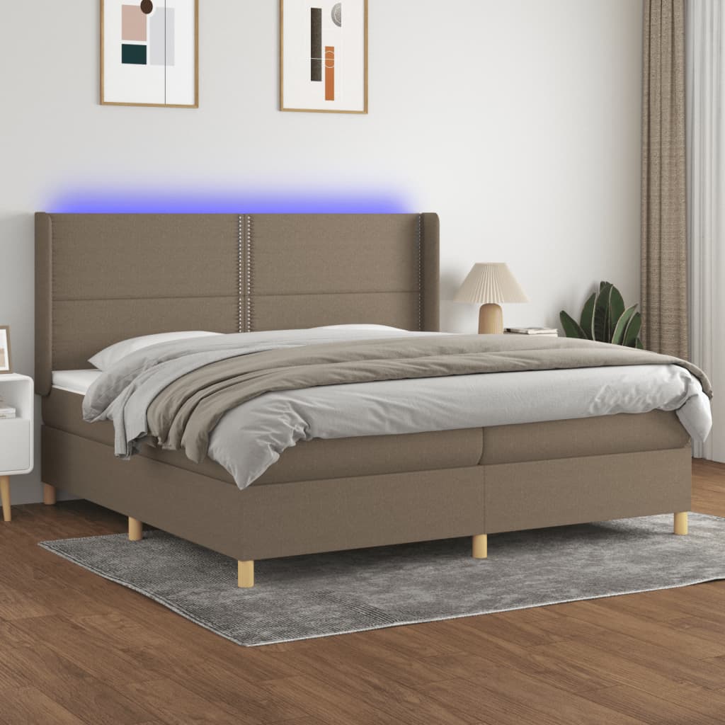 Boxspringbett Mit Matratze & Led Stoff Taupe