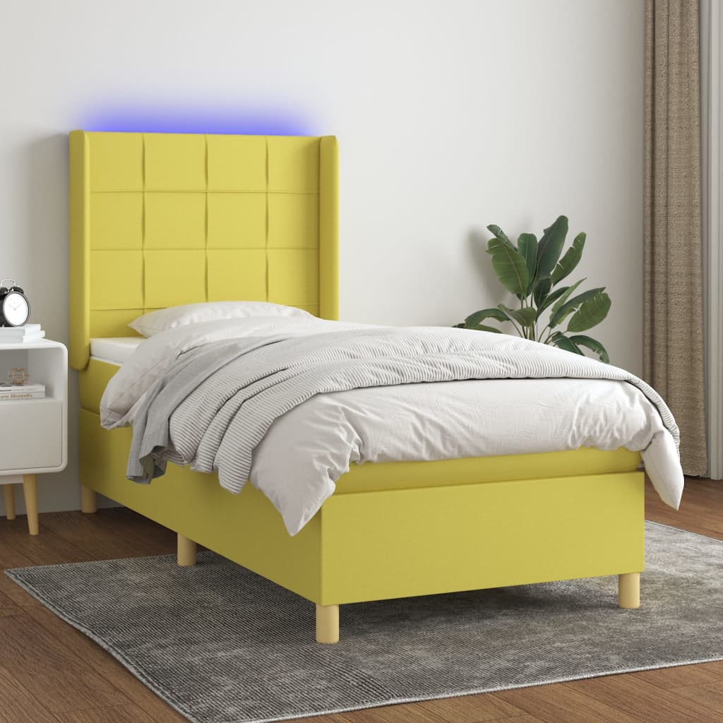 Boxspringbett Mit Matratze & Led Stoff Grün
