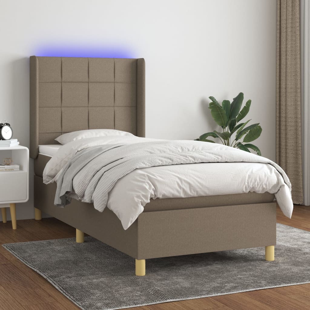 Boxspringbett Mit Matratze & Led Stoff Taupe