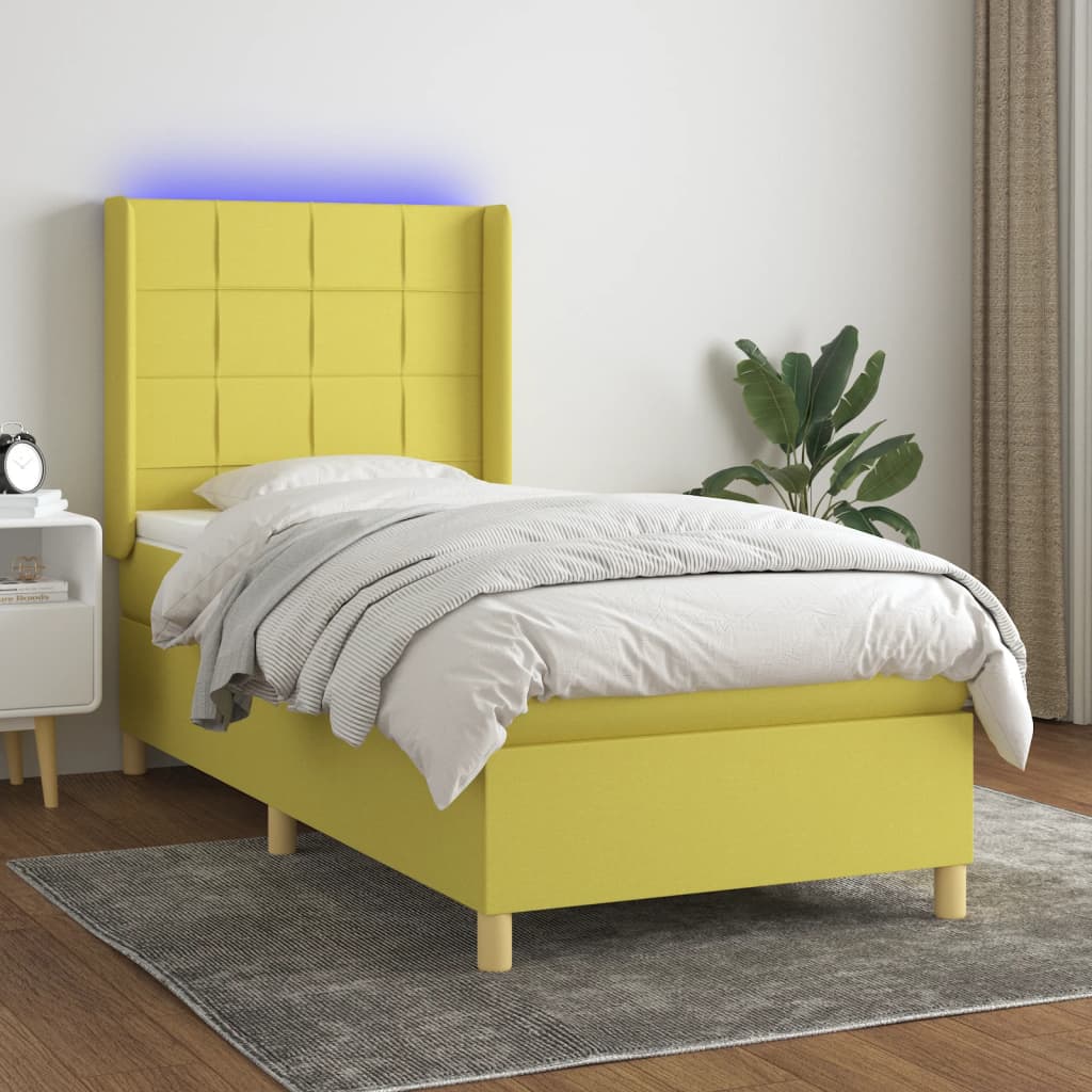 Boxspringbett Mit Matratze & Led Stoff Grün