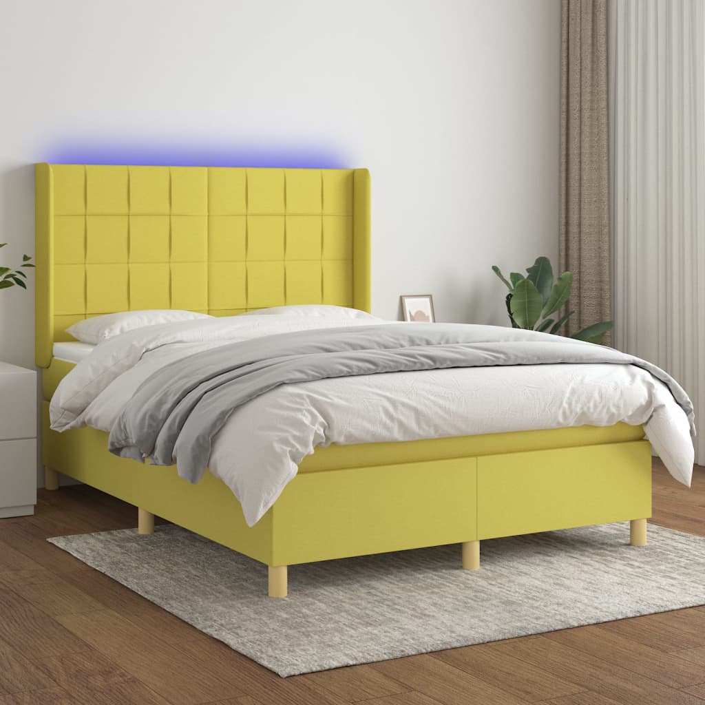 Boxspringbett Mit Matratze & Led Stoff Grün