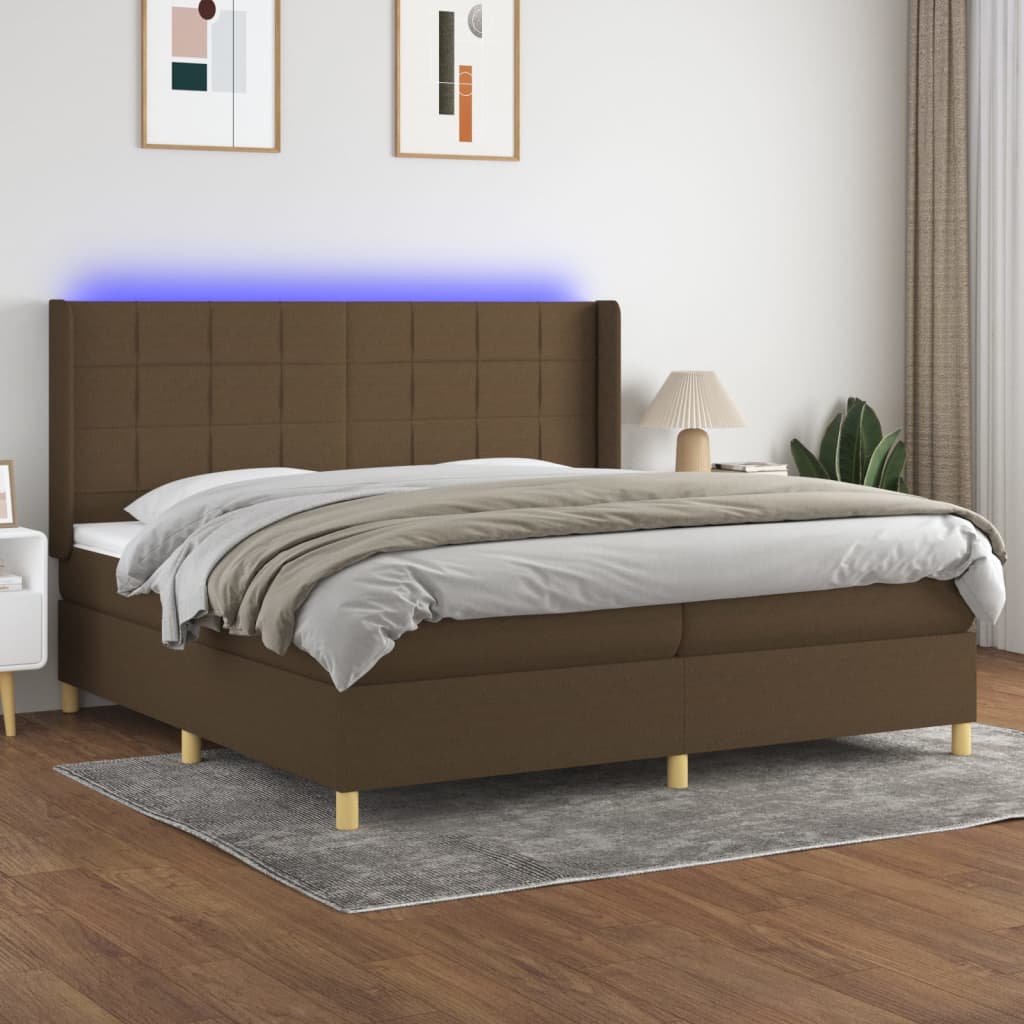 Boxspringbett Mit Matratze & Led Stoff Dunkelbraun