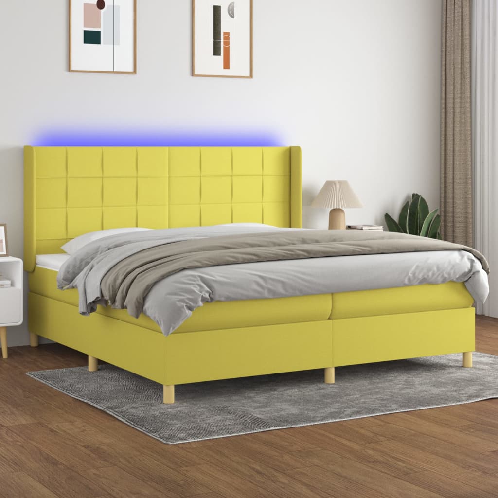 Boxspringbett Mit Matratze & Led Stoff Grün