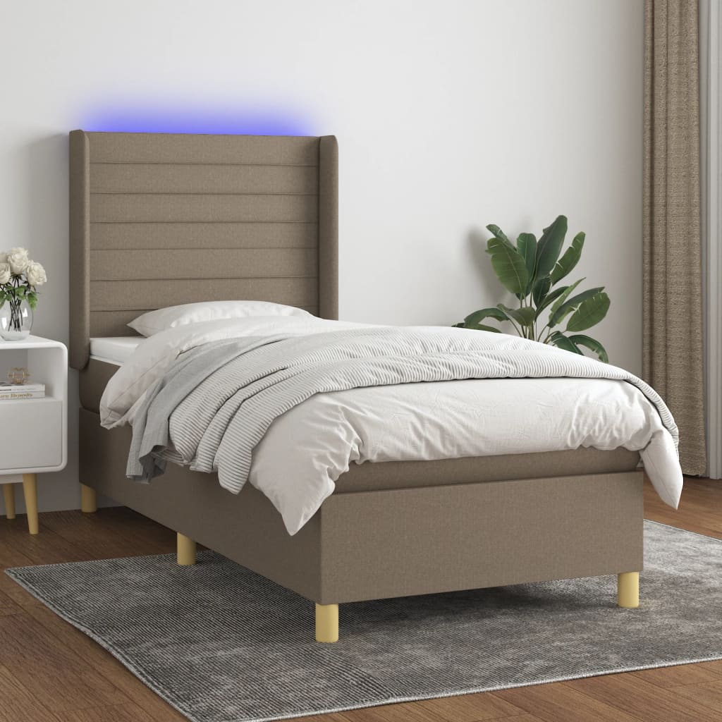 Boxspringbett Mit Matratze & Led Stoff Taupe